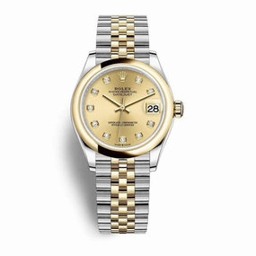 Rolex Datejust 31mm - Ref: 278243-0026 - Champagne Diamond Dial, Two Tone Stainless Steel & 18K Yellow Gold Jubilee Bracelet Women's Watch