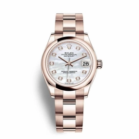 Rolex Datejust 31mm - Ref: 278245-0013 - White Mother of Pearl Diamond Dial, 18K Rose Gold Oyster Bracelet Women's Watch