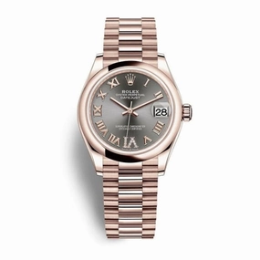 Rolex Datejust 31mm - Ref: 278245-0032 - Rhodium Grey Dial, 18K Rose Gold President Bracelet Women's Watch