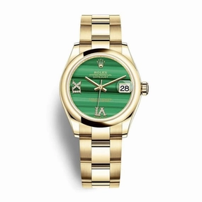 Rolex Datejust 31mm - Ref: 278248-0003 - Green Diamond Dial, 18K Yellow Gold Oyster Bracelet Women's Watch