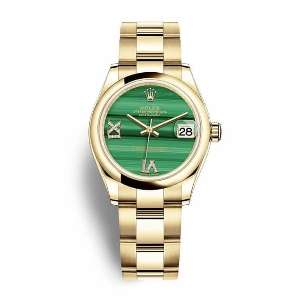 Rolex Datejust 31mm - Ref: 278248-0003 - Green Diamond Dial, 18K Yellow Gold Oyster Bracelet Women's Watch
