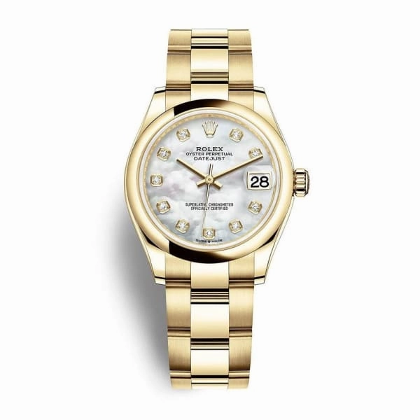 Rolex Datejust 31mm - Ref: 278248-0015 - White Mother of Pearl Dial, 18K Yellow Gold Oyster Bracelet Women's Watch