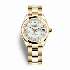Rolex Datejust 31mm - Ref: 278248-0015 - White Mother of Pearl Dial, 18K Yellow Gold Oyster Bracelet Women's Watch