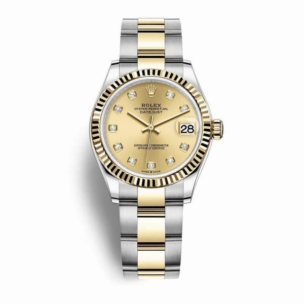 Rolex Datejust 31mm - Ref: 278273-0025 - Champagne Diamond Dial, Two Tone Stainless Steel & 18K Yellow Gold Oyster Bracelet Women's Watch