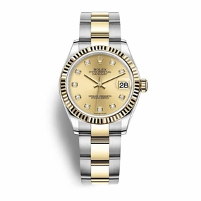 Rolex Datejust 31mm - Ref: 278273-0025 - Champagne Diamond Dial, Two Tone Stainless Steel & 18K Yellow Gold Oyster Bracelet Women's Watch