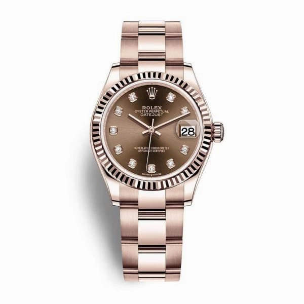 Rolex Datejust 31mm - Ref: 278275-0017 - Chocolate Diamond Dial, 18K Rose Gold Oyster Bracelet Women's Watch