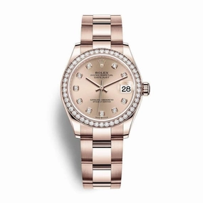 Rolex Datejust 31mm - Ref: 278285rbr-0024 - Rose Dial & Diamond Bezel, 18K Rose Gold Oyster Bracelet Women's Watch