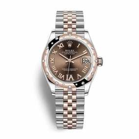 Rolex Datejust 31mm - Ref: 278341rbr-0004 - Chocolate Roman Diamond Dial & Diamond Bezel, Two Tone Stainless Steel & 18K Rose Gold Jubilee Bracelet Women's Watch