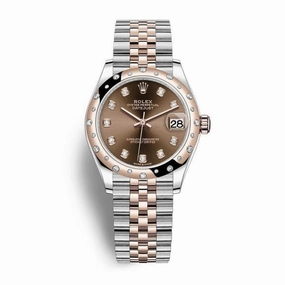 Rolex Datejust 31mm - Ref: 278341rbr-0028 - Chocolate Diamond Dial & Diamond Bezel, Two Tone Stainless Steel & 18K Rose Gold Jubilee Bracelet Women's Watch