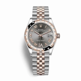 Rolex Datejust 31mm - Ref: 278341rbr-0030 - Slate Dark Grey Roman Diamond Dial & Diamond Bezel, Two Tone Stainless Steel & 18K Rose Gold Jubilee Bracelet Women's Watch