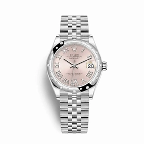 Rolex Datejust 31mm - Ref: 278344rbr-0026 - Pink Roman Diamond Dial & Diamond Bezel, Stainless Steel Jubilee Bracelet Women's Watch