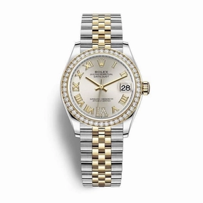 Rolex Datejust 31mm - Ref: 278383rbr-0004 - Silver Roman Diamond Dial & Diamond Bezel, Two Tone Stainless Steel & 18K Yellow Gold Jubilee Bracelet Women's Watch