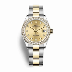 Rolex Datejust 31mm - Ref: 278383rbr-0025 - Champagne Diamond Dial & Diamond Bezel, Two Tone Stainless Steel & 18K Yellow Gold Oyster Bracelet Women's Watch