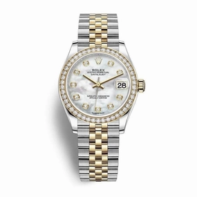 Rolex Datejust 31mm - Ref: 278383rbr-0028 - White Mother of Pearl Diamond Dial & Diamond Bezel, Two Tone Stainless Steel & 18K Yellow Gold Jubilee Bracelet Women's Watch