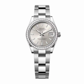 Rolex Datejust 31mm - Ref: 278384rbr-0015 - Silver Stick Dial & Diamond Bezel, Stainless Steel Oyster Bracelet Women's Watch