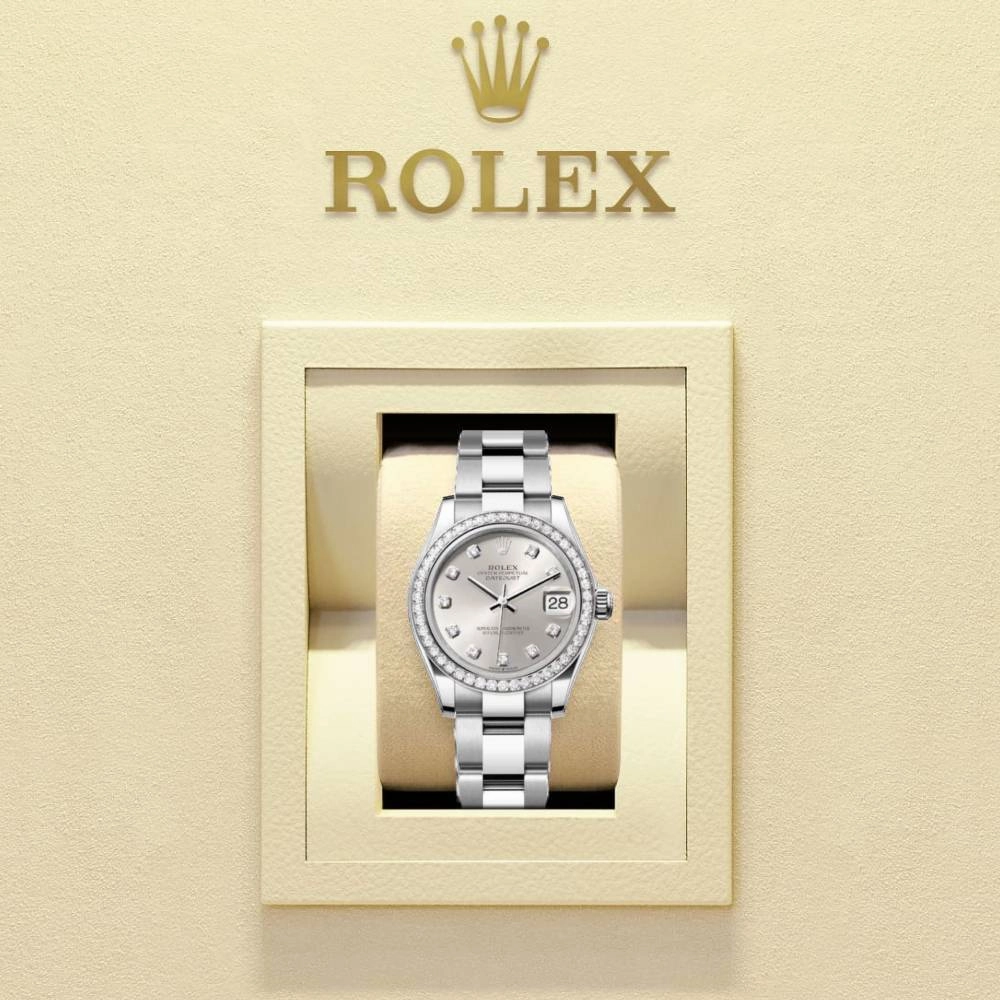 Rolex Datejust 31mm - Ref: 278384rbr 0033 - Silver Diamond Dial & Diamond Bezel, Stainless Steel Oyster Bracelet Women's Watch