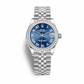 Rolex Datejust 31mm - Ref: 278384rbr-0037 - Blue Roman Dial & Diamond Bezel, Stainless Steel Jubilee Bracelet Women's Watch