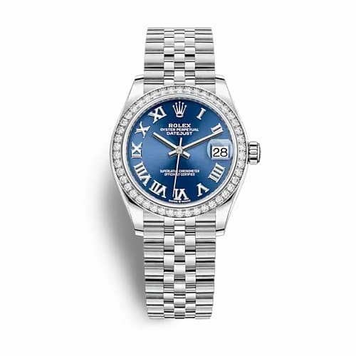 Rolex Datejust 31mm - Ref: 278384rbr-0037 - Blue Roman Dial & Diamond Bezel, Stainless Steel Jubilee Bracelet Women's Watch