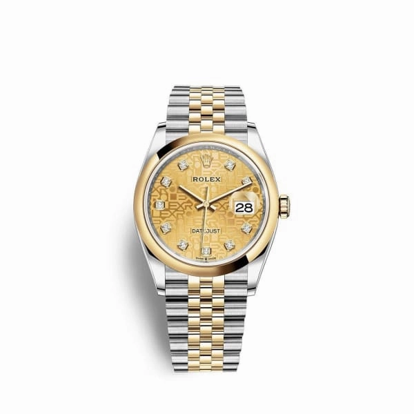 Rolex Datejust 36mm - Ref: 126203-0033 - Champagne Jubilee Diamond Dial, Two Tone Stainless Steel & 18K Yellow Gold Jubilee Bracelet Watch