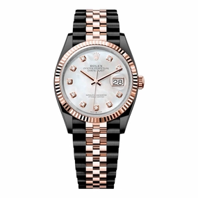 Rolex Datejust 36mm - Ref: 126231-0021 (PVD) - White Mother of Pearl Diamond Dial, Two Tone Black PVD & 18K Rose Gold Jubilee Bracelet Watch
