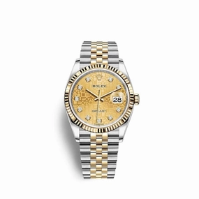 Rolex Datejust 36mm - Ref: 126233-0033 - Champagne Jubilee Diamond Dial, Two Tone Stainless Steel & 18K Yellow Gold Jubilee Bracelet Watch