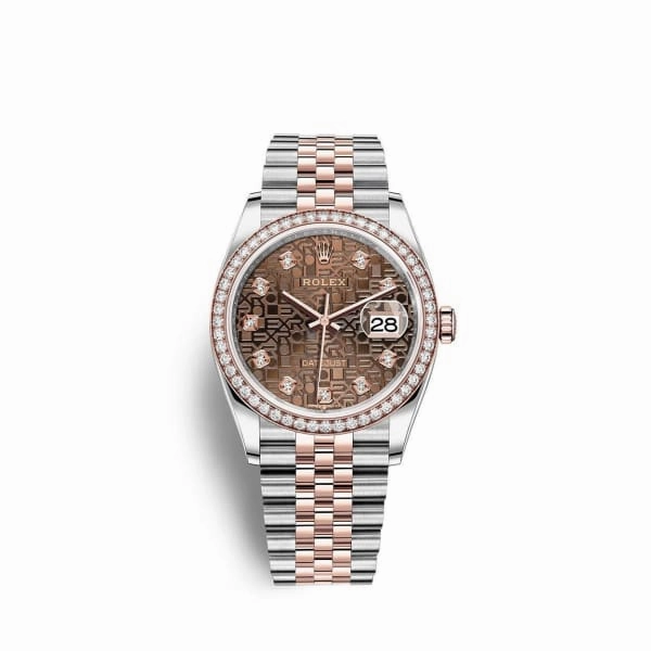 Rolex Datejust 36mm - Ref: 126281rbr-0013 - Chocolate Jubilee Diamond Dial & Diamond Bezel, Two Tone Stainless Steel & 18K Rose Gold Jubilee Bracelet Watch