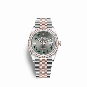 Rolex Datejust 36mm - Ref: 126281rbr-0017 - Slate Grey Wimbledon Roman Dial & Diamond Bezel, Two Tone Stainless Steel & 18K Rose Gold Jubilee Bracelet Watch