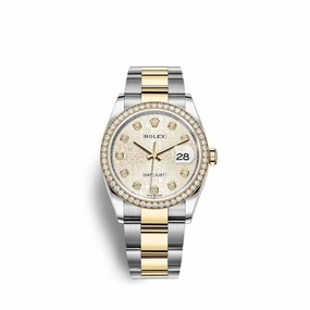 Rolex Datejust 36mm - Ref: 126283rbr-0014 - Silver Jubilee Diamond Dial & Diamond Bezel, Two Tone Stainless Steel & 18K Yellow Gold Oyster Bracelet Watch