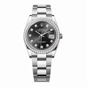 Rolex Datejust 36mm - Ref: 126284rbr-0020 - Black Diamond Dial & Diamond Bezel, Stainless Steel Oyster Bracelet Watch