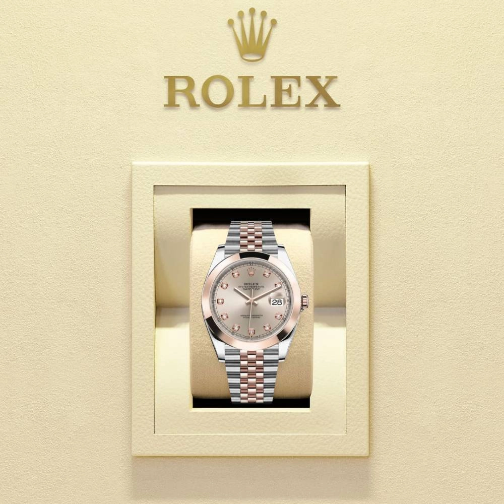 Rolex Datejust 41mm - Ref: 126301-0008 - Sundust Diamond Dial, Two Tone Stainless Steel & 18K Rose Gold Jubilee Bracelet Men's Watch