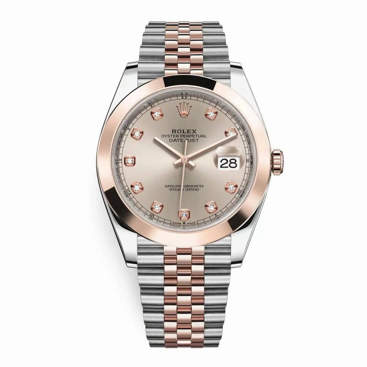 Rolex Datejust 41mm - Ref: 126301-0008 - Sundust Diamond Dial, Two Tone Stainless Steel & 18K Rose Gold Jubilee Bracelet Men's Watch