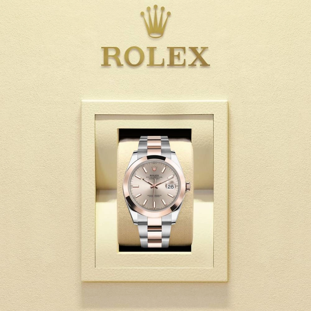 Rolex Datejust 41mm - Ref: 126301-0009 - Sundust Stick Dial, Two Tone Stainless Steel & 18K Rose Gold Oyster Bracelet Men's Watch