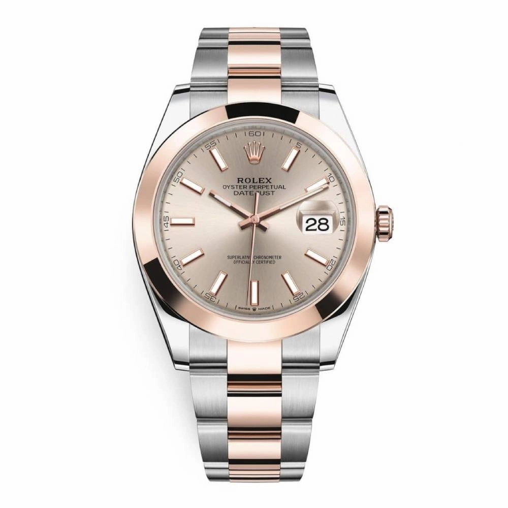 Rolex Datejust 41mm - Ref: 126301-0009 - Sundust Stick Dial, Two Tone Stainless Steel & 18K Rose Gold Oyster Bracelet Men's Watch