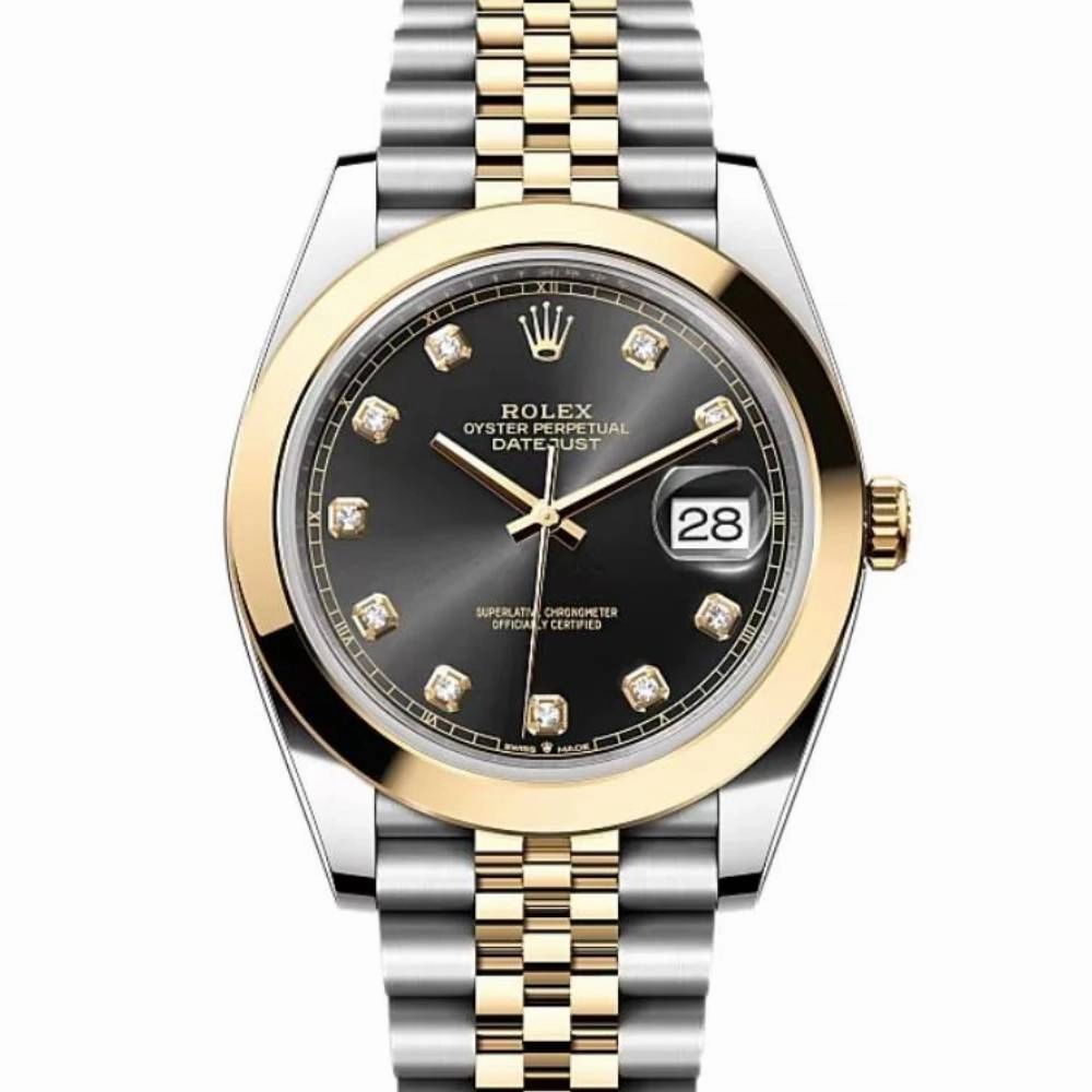 Rolex Datejust 41mm - Ref: 126303-0006 - Black Diamond Dial, Two Tone Stainless Steel & 18K Yellow Gold Jubilee Bracelet Men's Watch