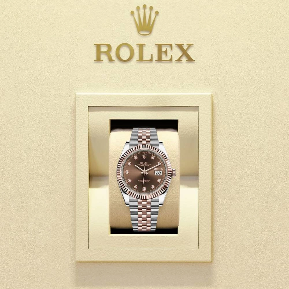 Rolex Datejust 41mm - Ref: 126331-0004 - Chocolate Diamond Dial, Two Tone Stainless Steel & 18K Rose Gold Jubilee Bracelet Men's Watch