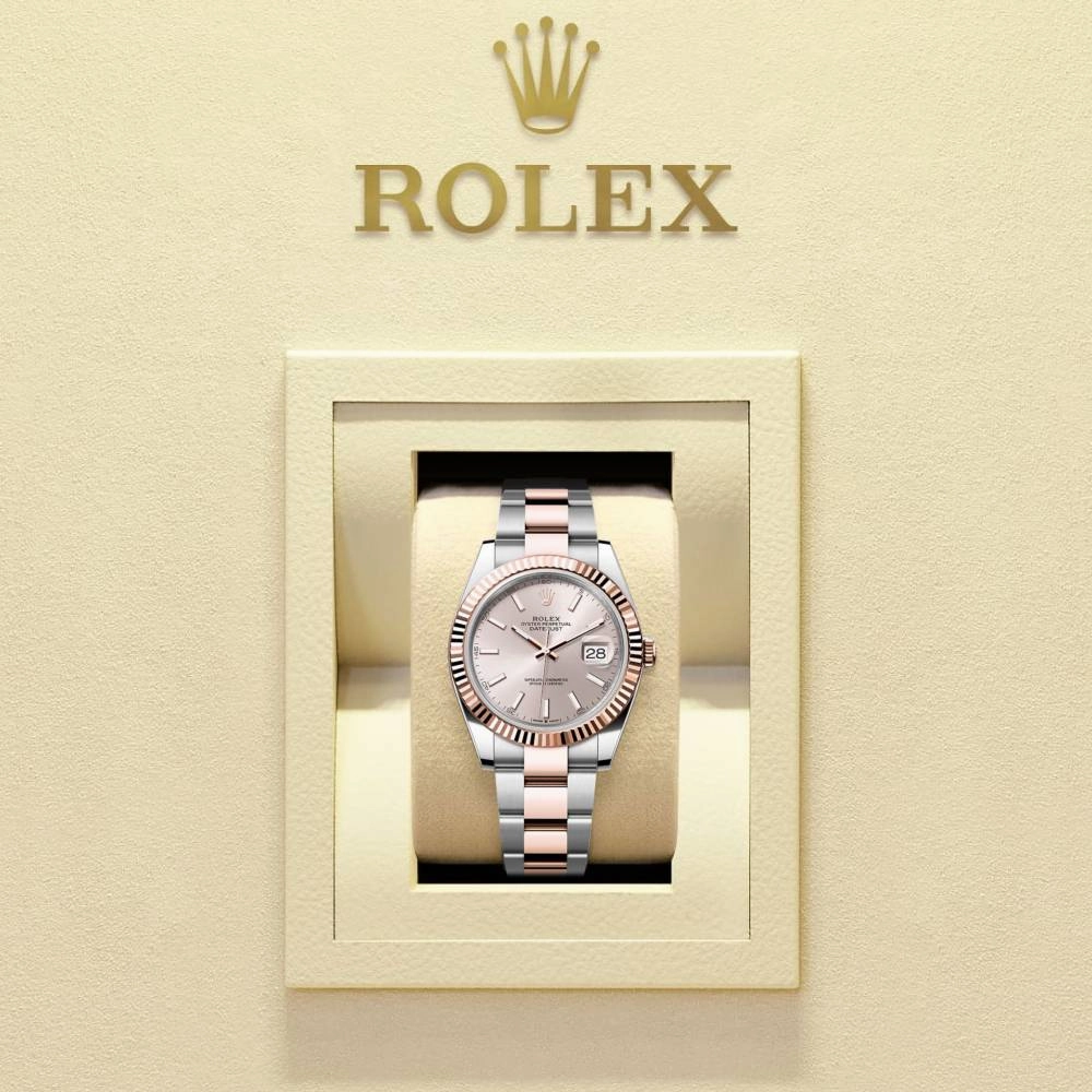 Rolex Datejust 41mm - Ref: 126331-0009 - Sundust Stick Dial, Two Tone Stainless Steel & 18K Rose Gold Oyster Bracelet Men's Watch