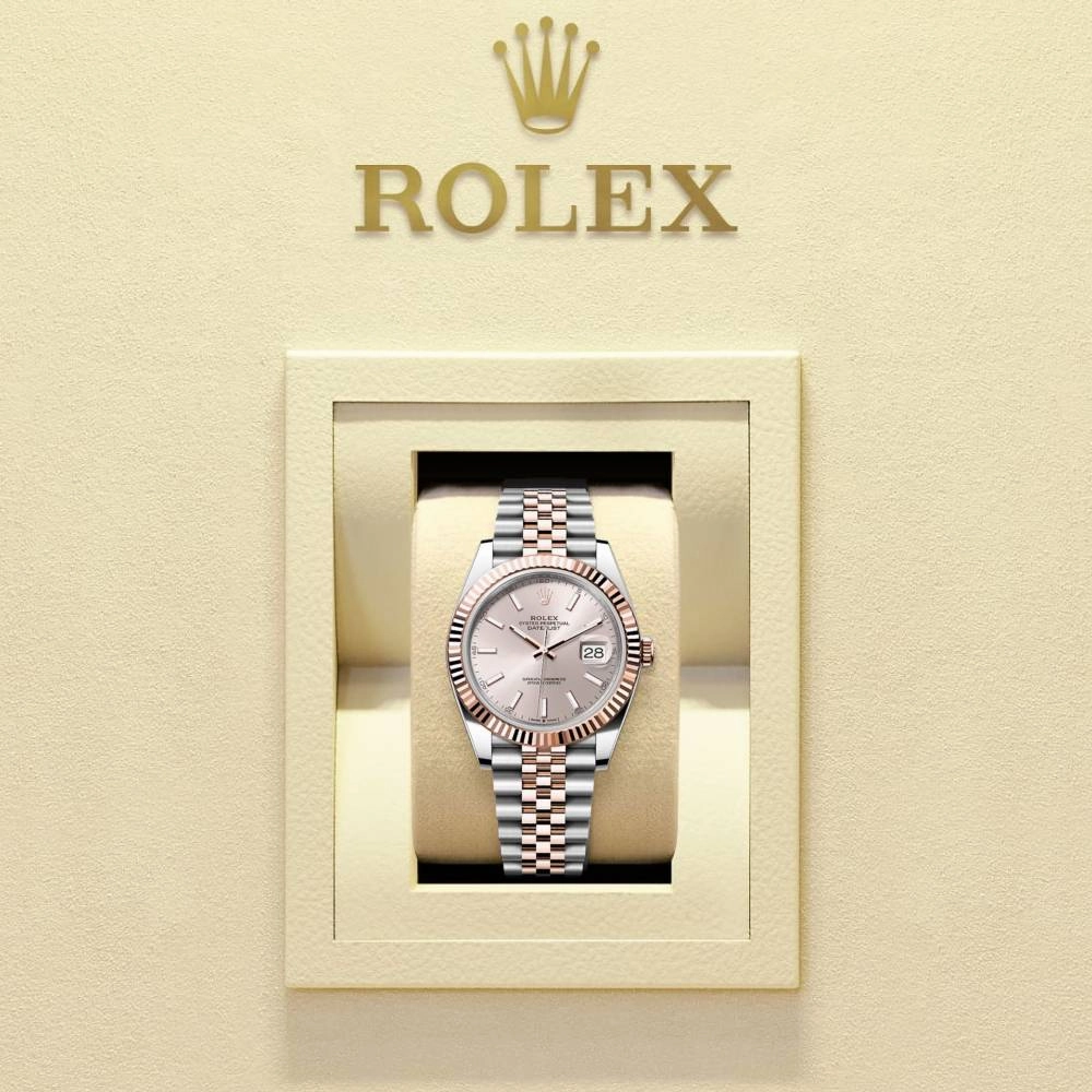 Rolex Datejust 41mm - Ref: 126331-0010 - Sundust Stick Dial, Two Tone Stainless Steel & 18K Rose Gold Jubilee Bracelet Men's Watch