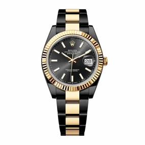 Rolex Datejust 41mm - Ref: 126333-0013 (PVD) - Black Stick Dial, Two Tone Black PVD & 18K Yellow Gold Oyster Bracelet Men's Watch