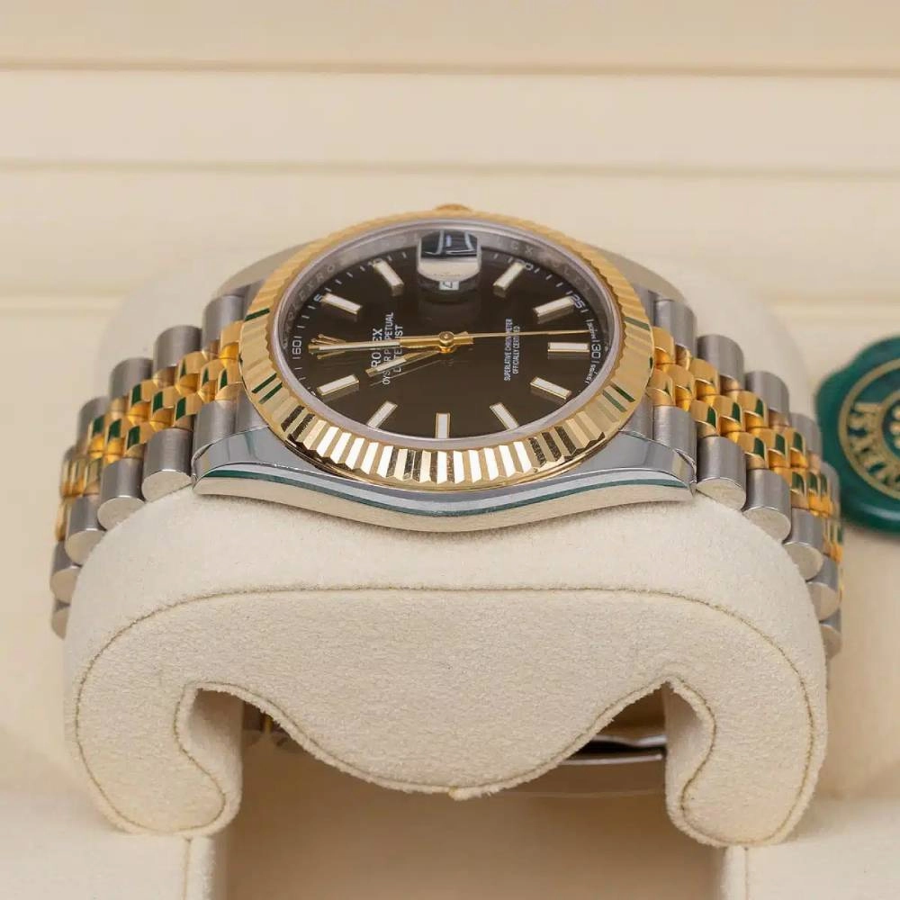 Rolex Datejust 41mm - Ref: 126333-0014 - Black Stick Dial, Two Tone Stainless Steel & 18K Yellow Gold Jubilee Bracelet Men's Watch