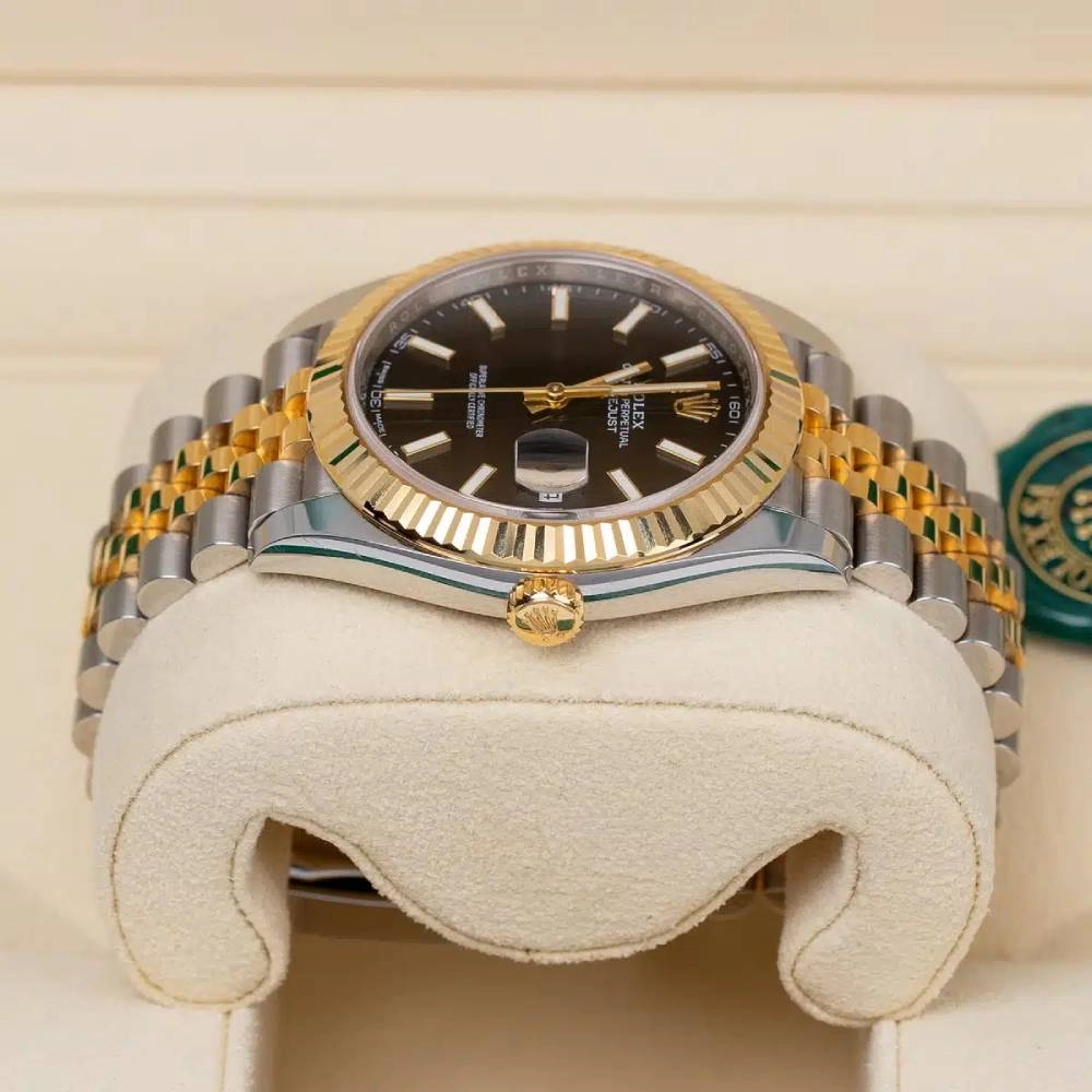 Rolex Datejust 41mm - Ref: 126333-0014 - Black Stick Dial, Two Tone Stainless Steel & 18K Yellow Gold Jubilee Bracelet Men's Watch