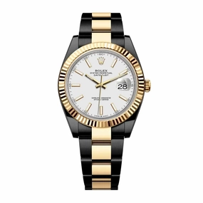 Rolex Datejust 41mm - Ref: 126333-0015 (PVD) - White Stick Dial, Two Tone Black PVD & 18K Yellow Gold Oyster Bracelet Men's Watch