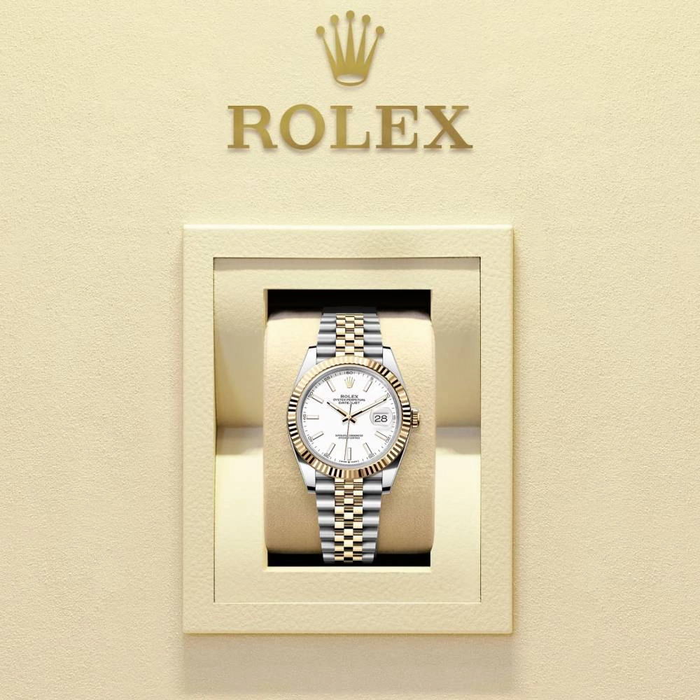Rolex Datejust 41mm - Ref: 126333-0016 - White Stick Dial, Two Tone Stainless Steel & 18K Yellow Gold Jubilee Bracelet Men's Watch