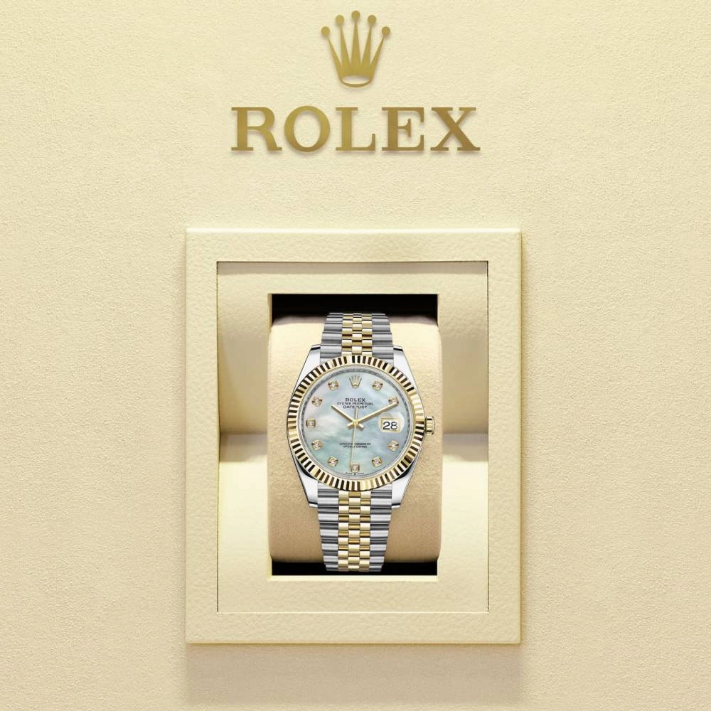Rolex Datejust 41mm - Ref: 126333-0018 - White Mother of Pearl Diamond Dial, Two Tone Stainless Steel & 18K Yellow Gold Jubilee Bracelet Men's Watch