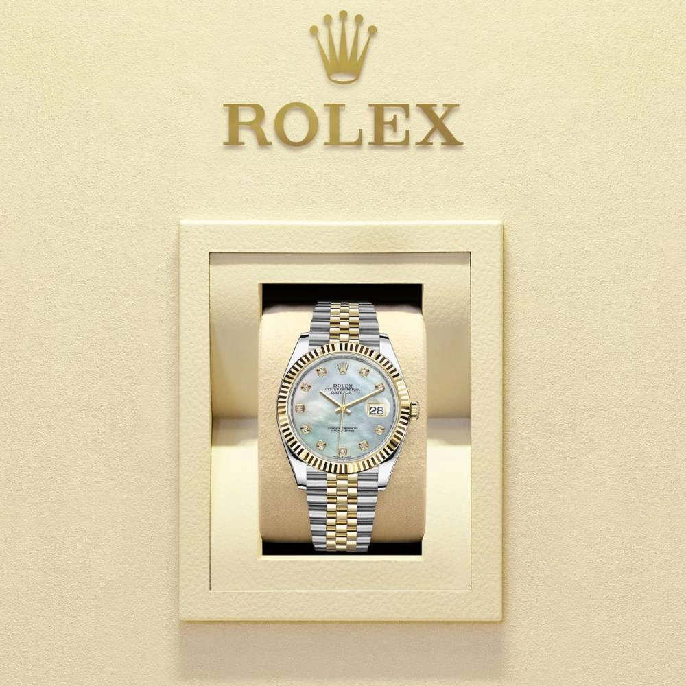 Rolex Datejust 41mm - Ref: 126333-0018 - White Mother of Pearl Diamond Dial, Two Tone Stainless Steel & 18K Yellow Gold Jubilee Bracelet Men's Watch
