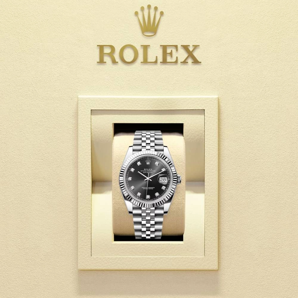 Rolex Datejust 41mm - Ref: 126334-0012 - Black Diamond Dial, Stainless Steel Jubilee Bracelet Men's Watch