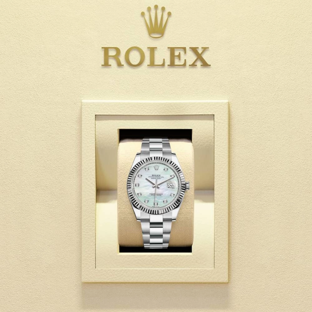 Rolex Datejust 41mm - Ref: 126334-0019 - White Mother of Pearl Diamond Dial, Stainless Steel Oyster Bracelet Men's Watch