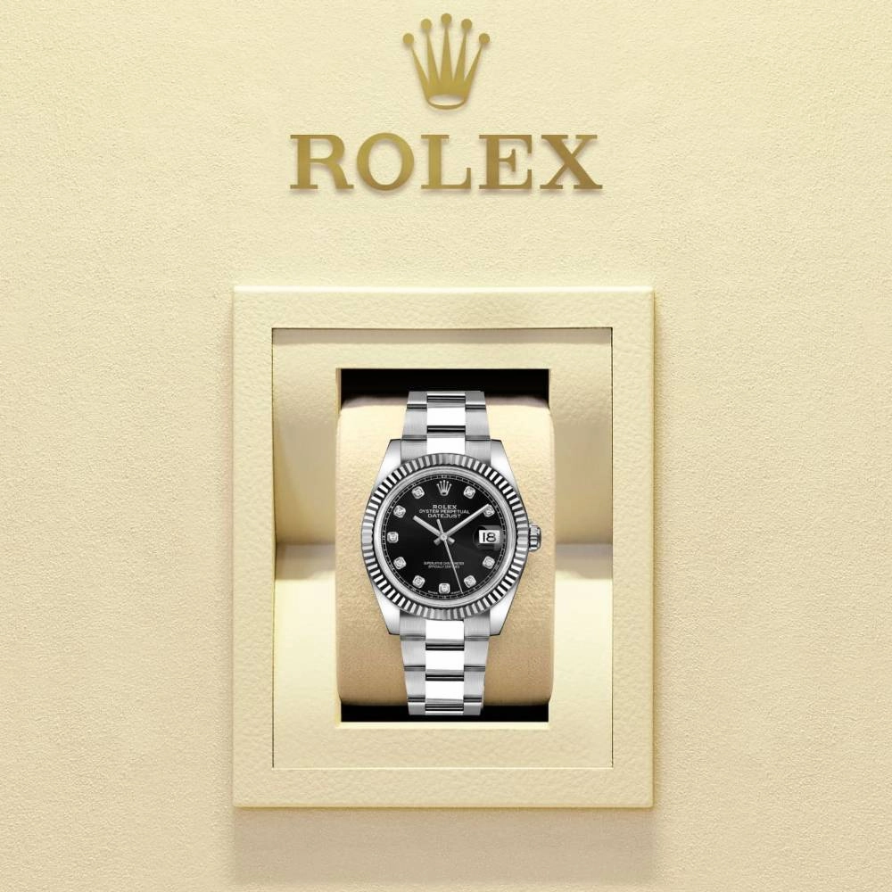 Rolex Datejust 41mm - Ref: 126334 - Black Diamond Dial, Stainless Steel Oyster Bracelet Men's Watch