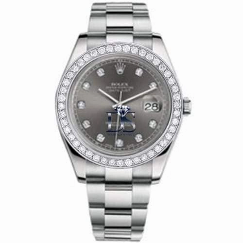 Rolex Datejust II 41mm - Ref: 116300 db - Slate Grey Dial & Diamond Bezel, Stainless Steel Oyster Bracelet Men's Watch