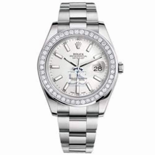Rolex Datejust II 41mm - Ref: 116300 wdb - White Dial & Diamond Bezel, Stainless Steel Oyster Bracelet Men's Watch