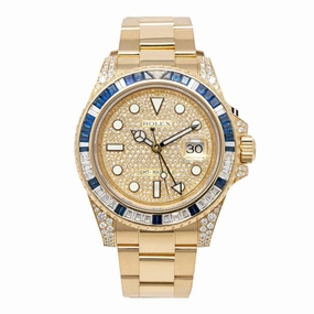 Rolex GMT-Master II 40mm - Ref: 116758SA pave - Pave Diamond Dial, Diamond & Sapphire Bezel, & Diamond Case, 18K Yellow Gold Oyster Bracelet Men's Watch